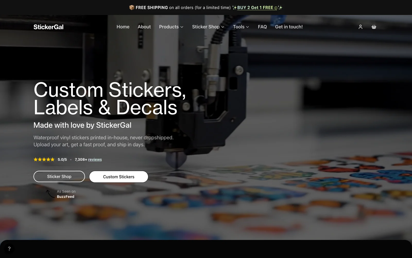 StickerGal custom sticker storefront designed and developed by Michele